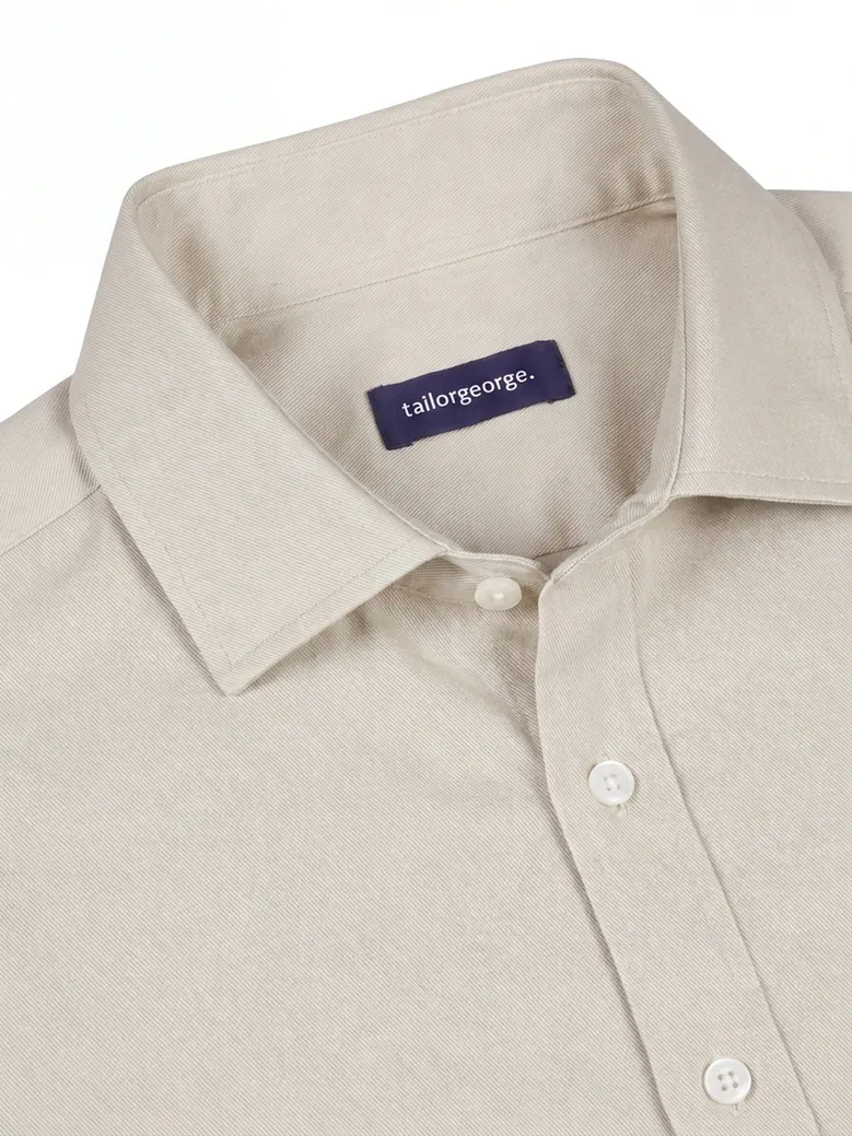 Chemise en twill uni beige