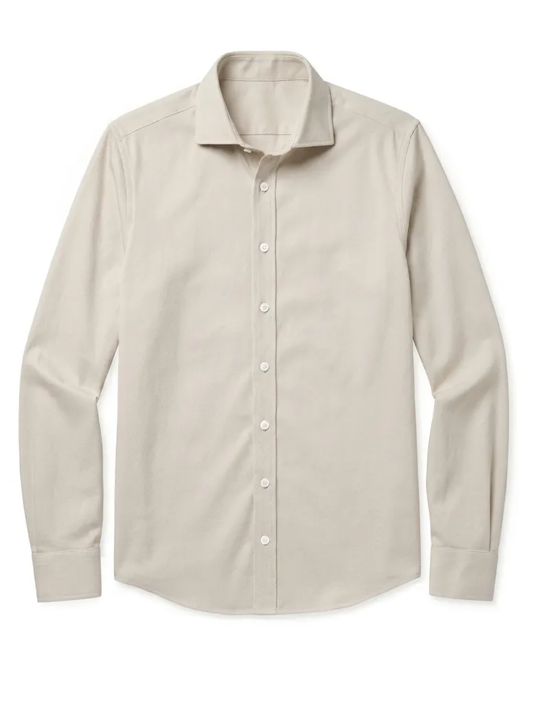 Chemise en twill uni beige