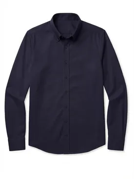 Marineblaues, schlichtes, schweres American Oxford-Hemd