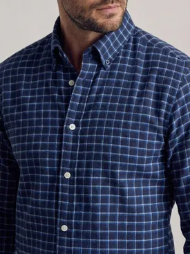 Marineblau und himmelblau kariertes dickes Flanellhemd