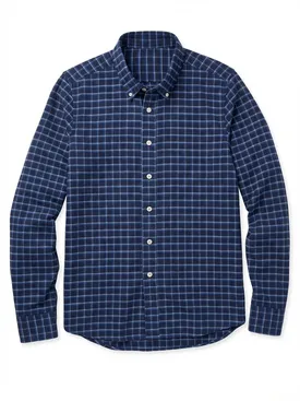 Marineblau und himmelblau kariertes dickes Flanellhemd