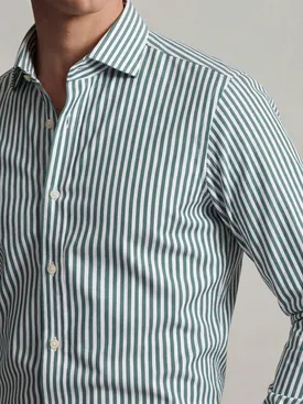 Bügelleichtes Hemd aus grün gestreiftem Twill