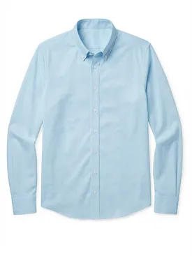Einfarbige Blau Oxford Hemd