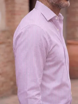 Chemise en fil-à-fil à rayures roses